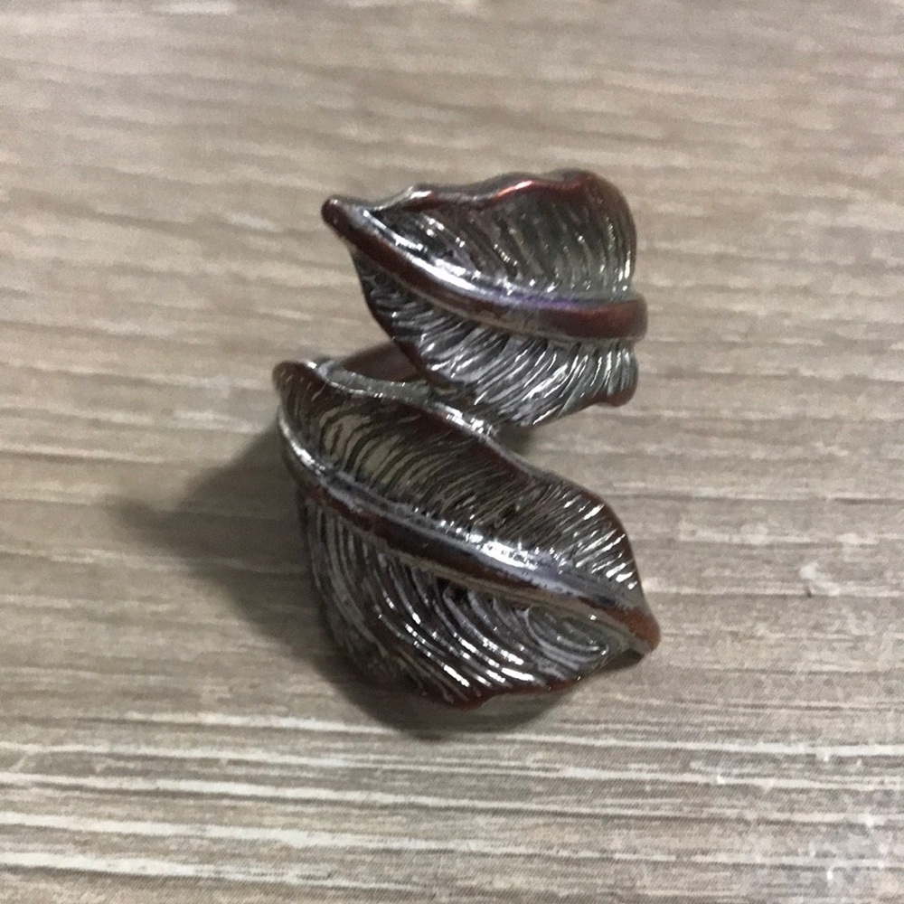 Silver and Copper Toned Leaf Ring
